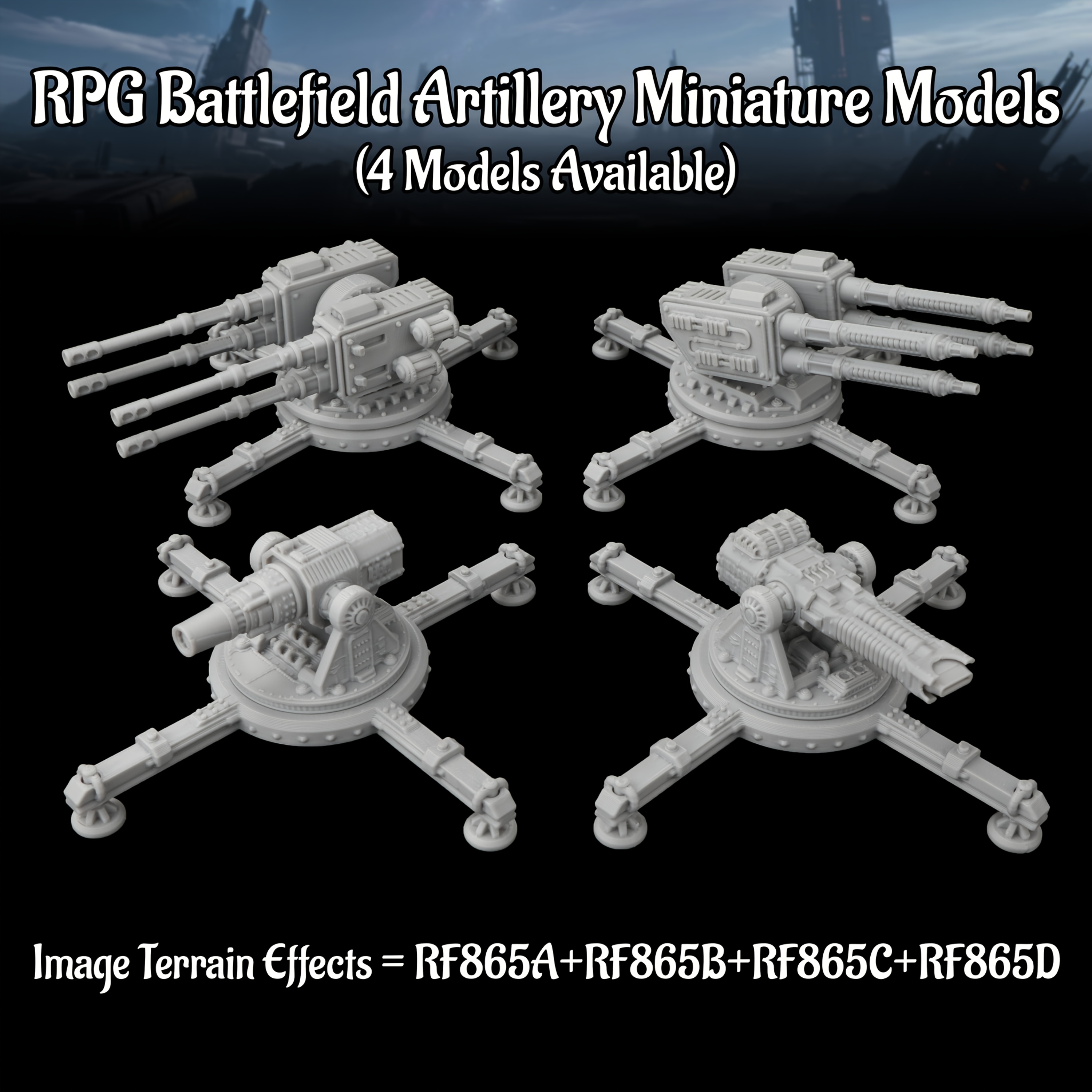 Miniature Terrain Set - Sci-Fi Base Defense Miniature Terrain Models