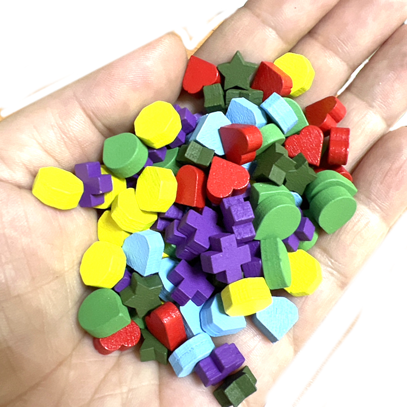 Board Game Bang - 100Pcs 10mm Heart/Diamond/Water/Cross/Star Pawn Wood Chessman