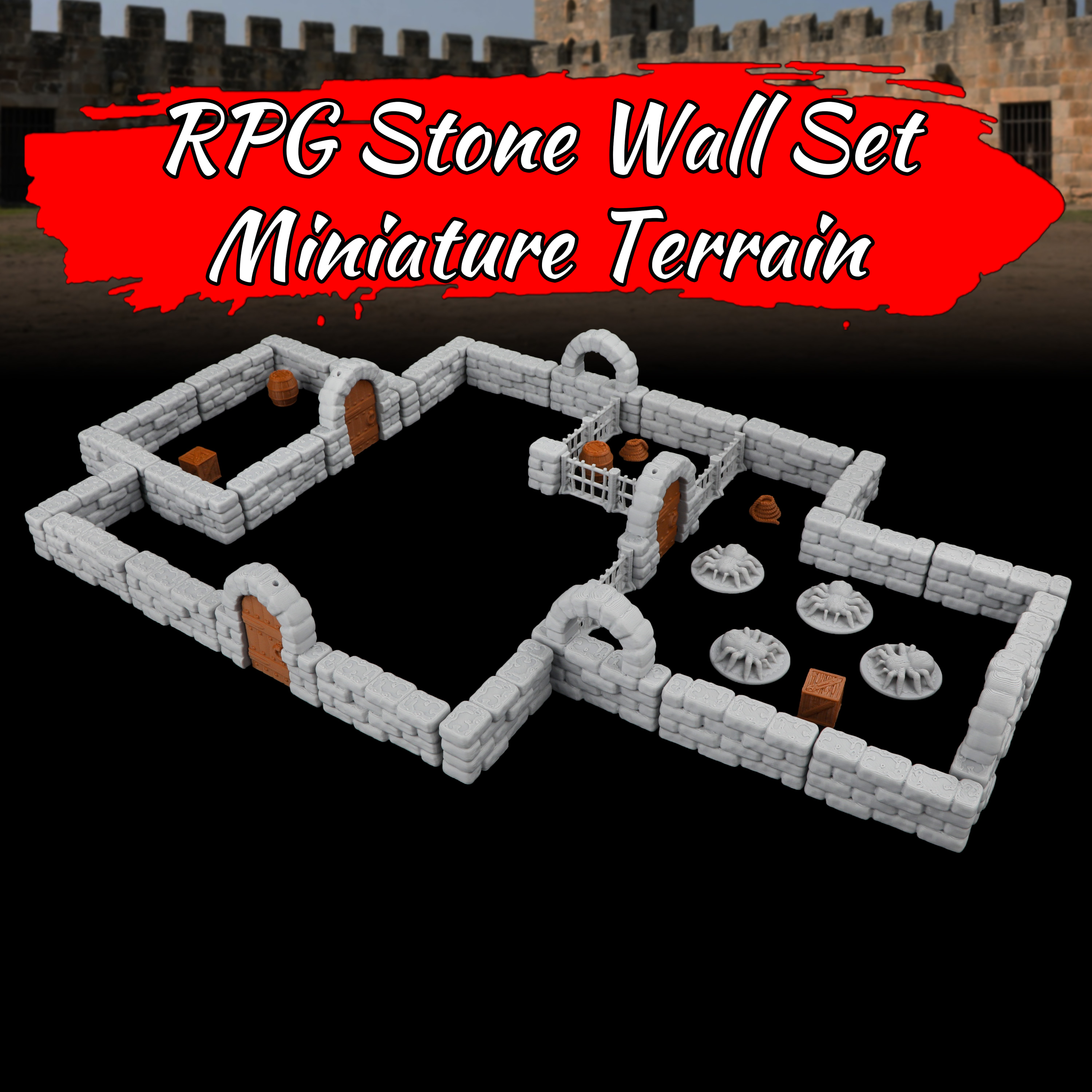 46Pcs Dungeon Stone Wall Set - - огляд і ціна Miniature Terrain Set