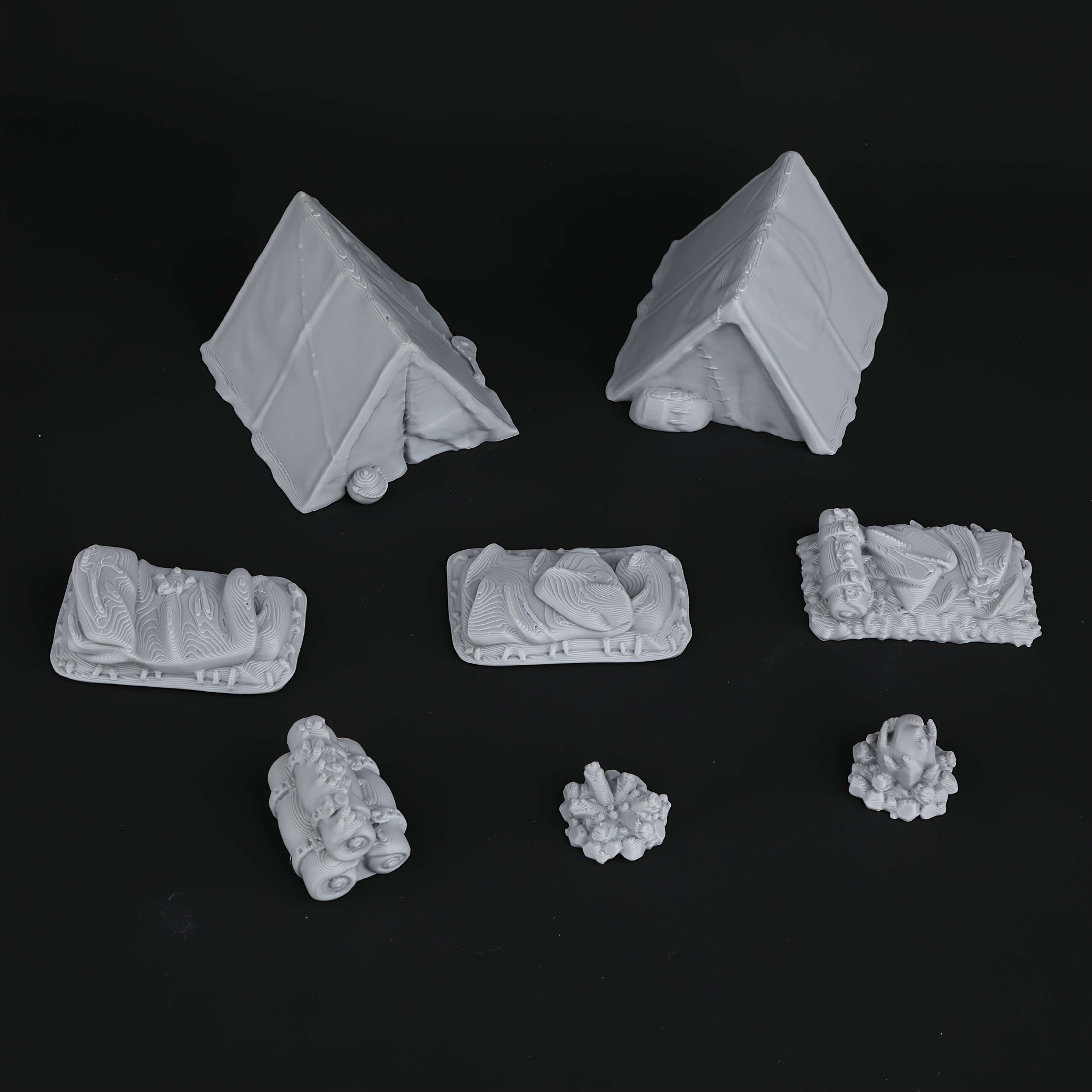 8pcs RPG Adventurer's Camp Min - огляд і ціна Miniature Terrain Set