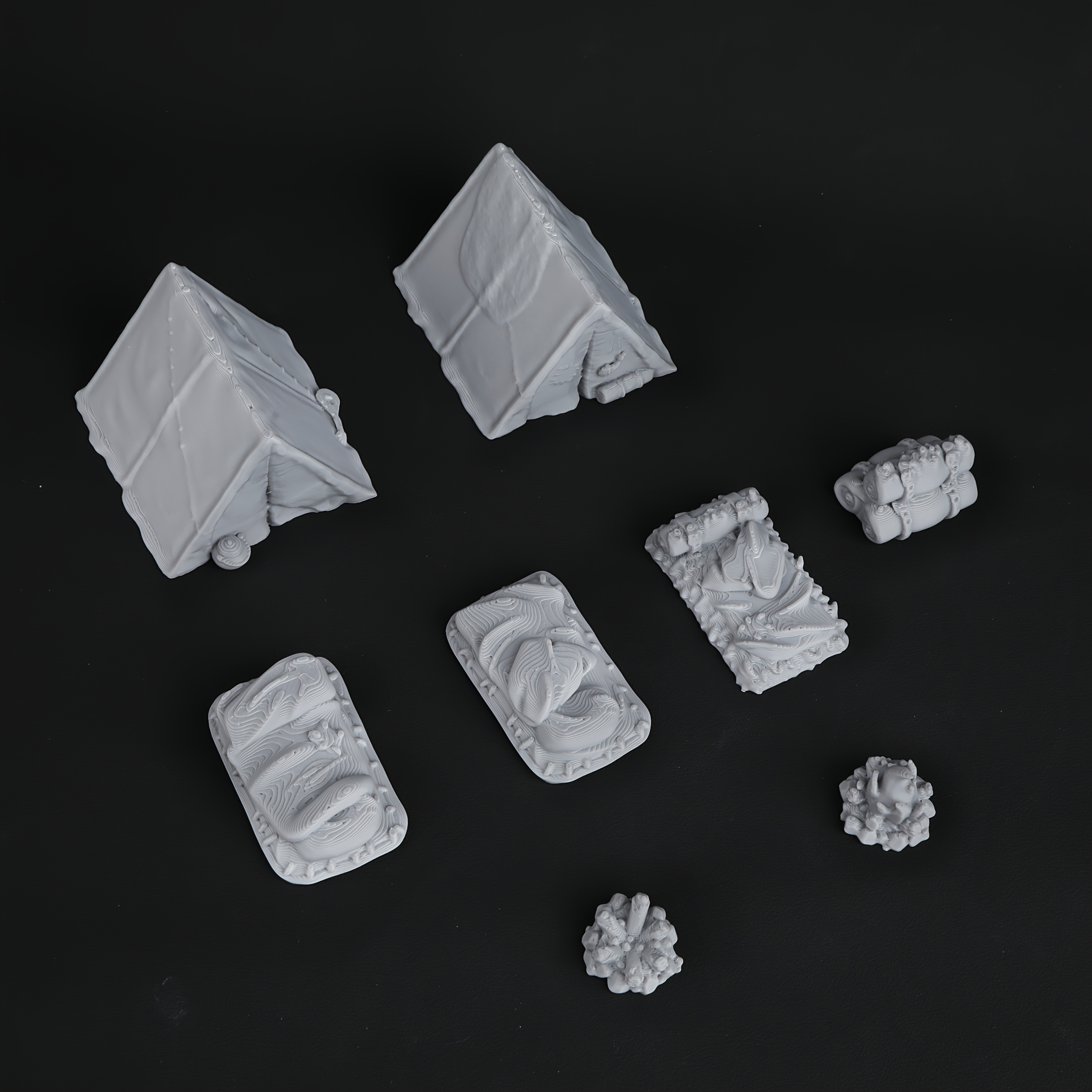8pcs RPG Adventurer's Camp Min - огляд і ціна Miniature Terrain Set